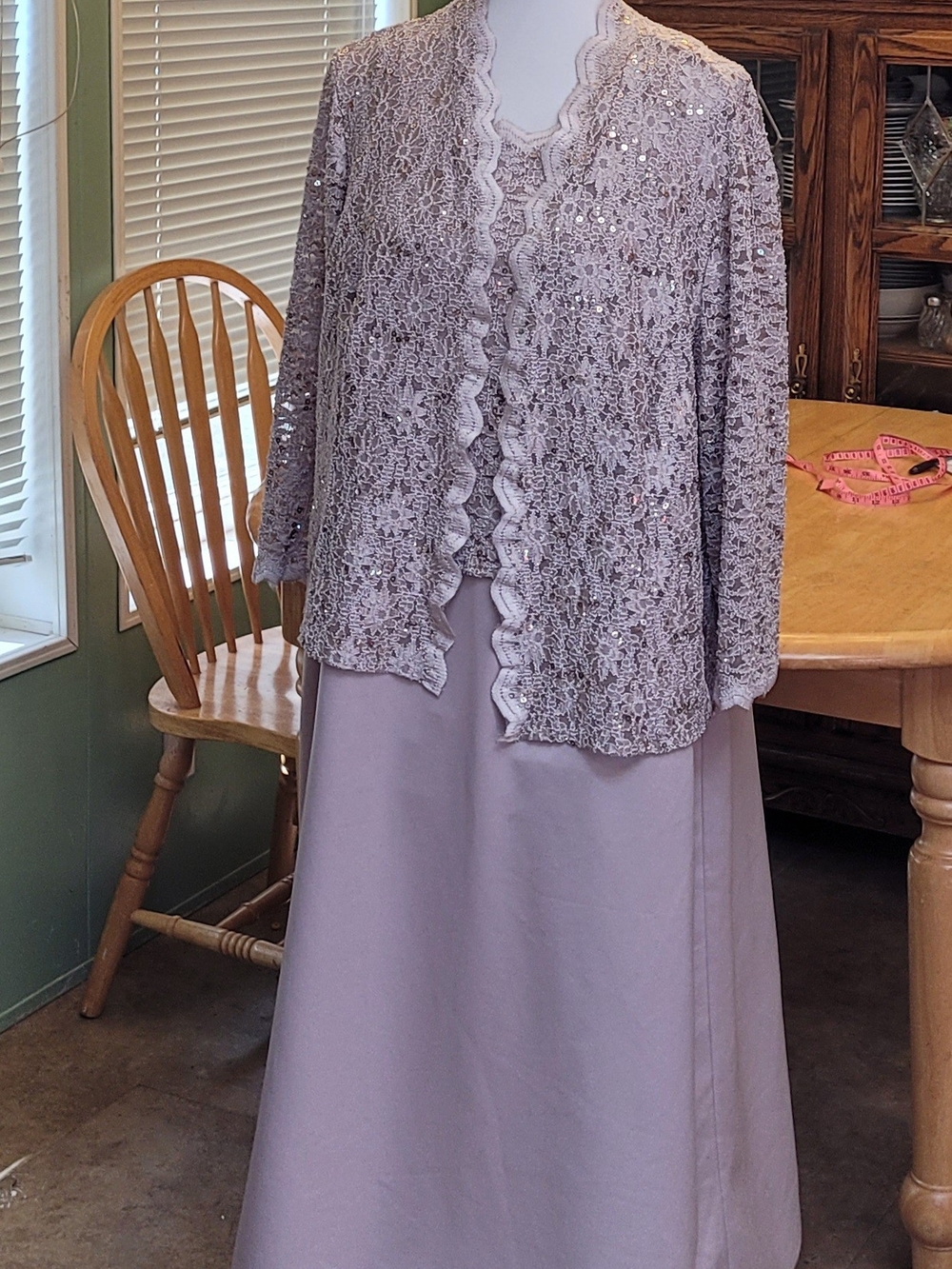 Champagne Lace Sequin Jacket and Dress Set
